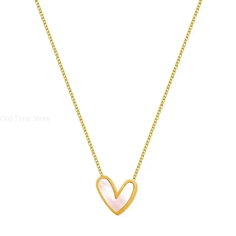 Minimalist Jewelry Pvd Gold Plated Stainless Steel Classic Shell Heart Shaped Shell Necklace for Women Party Wedding