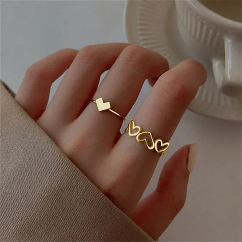 LATS 10Pcs Rings Suit For Women Silver-color Chain Ring Set Bohemian Style Coin Snake Moon Star Party Trend Gift Jewelry